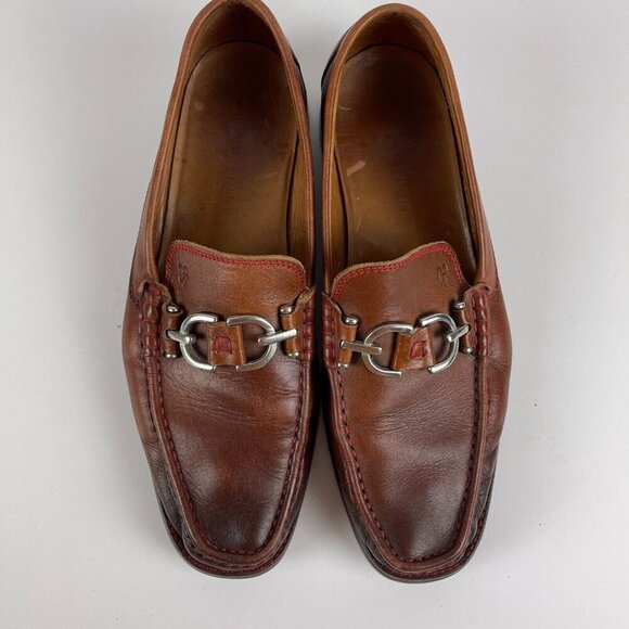 Donald J Pliner Mens Dustee Loafer Dress Shoes Brown Leather Moc Toe Slip On 10M - Picture 6 of 11